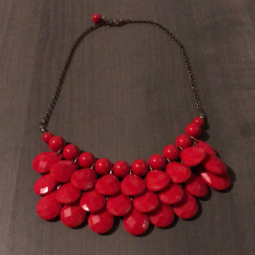 Red statement necklace